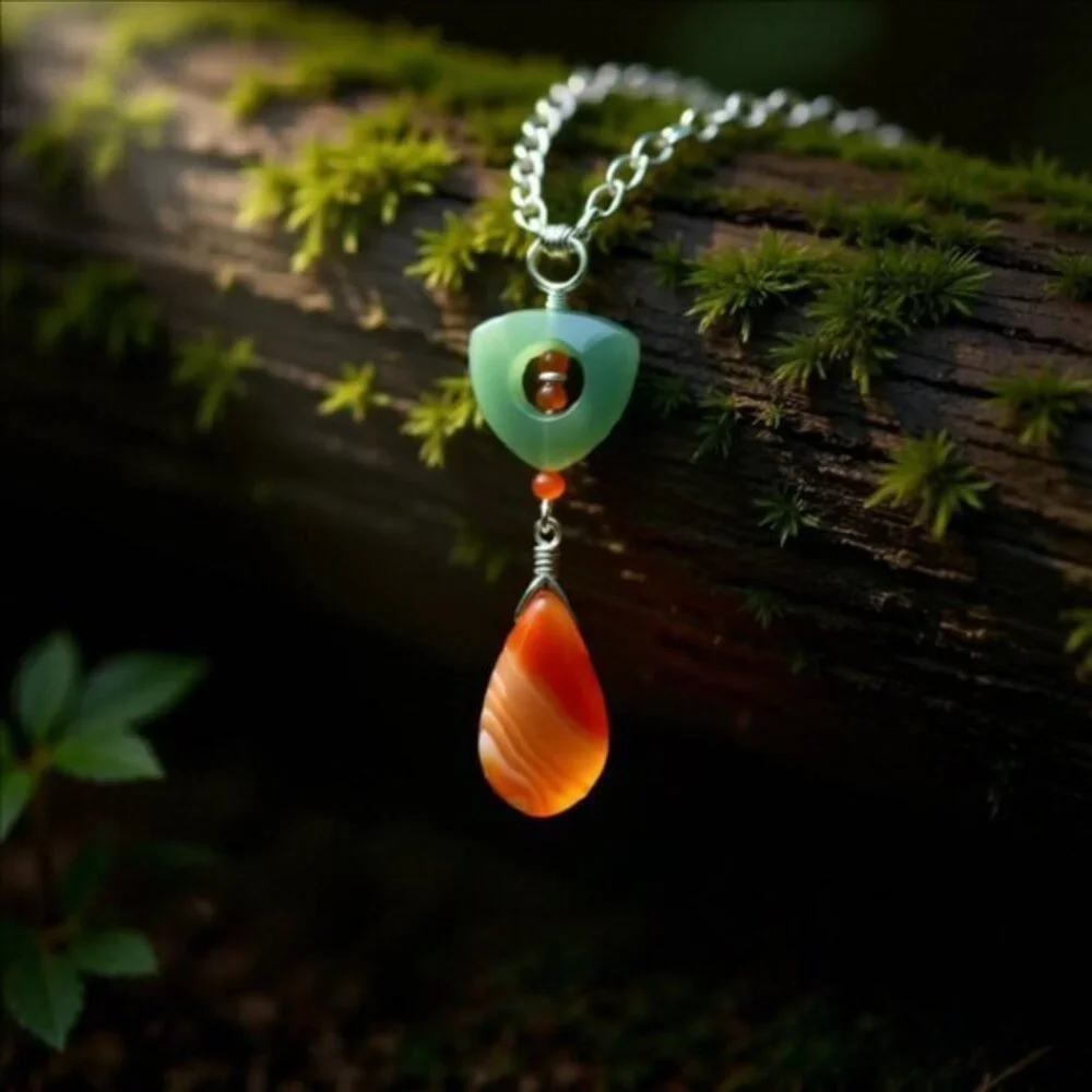 Green Aventurine & Orange Banded Agate 